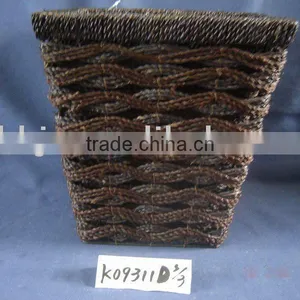Brown Square Paper Rope Hand-woven Scrap Waste Basket thumbnail-1