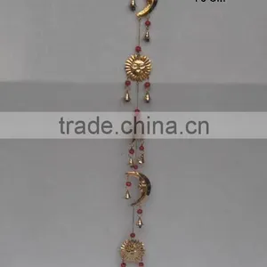 Brass Wind Chime With Sun Moon Star and in Shinny Polish thumbnail-1