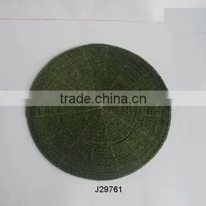 Green Glass Bead Place Mats and Coasters With Different Colours and Patterns thumbnail-1