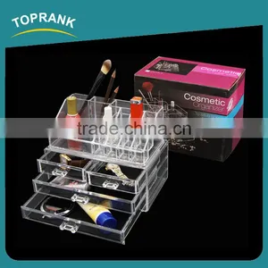 Toprank Makeup Holder Display Stand Arcylic Cosmetic Organizer Clear 3 Drawer Acrylic Makeup Organizer With Lipstick Holder thumbnail-1