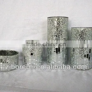 Crackle Mosaic Glass Cylinder Shaped Flower Pot Made in China thumbnail-1