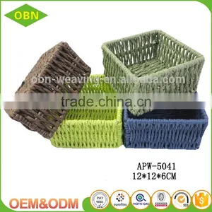 2017 New Design Graceful Handmade Paper Rope Material Square Hanging Storage Baskets thumbnail-1