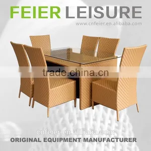 FEIER A6007CH Popular Yellow 7 PCS Dining Set in Discount thumbnail-1