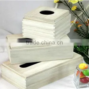 Rectangular Brown Wooden Tissue Box Cover Holder - Notched Corners thumbnail-1