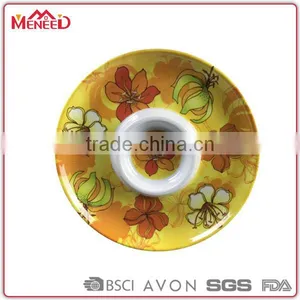 Dinner Used Melamine Chip Dishes, 13" Coloured Snack Plate thumbnail-1