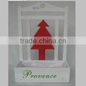 White Wash Wood Hanging Planter thumbnail-1
