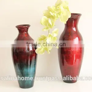 Round Colored Lacquer Flower Vase thumbnail-1