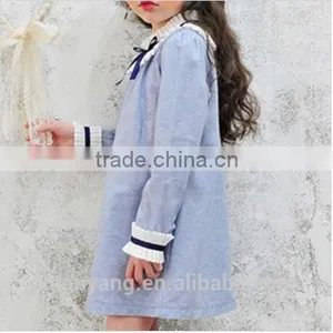 Fashionable Knitted Frock Long Sleeve Plain Clothing Little Girl Princess Dresses Wholesale New Design Kids Baby Girls Dress thumbnail-2