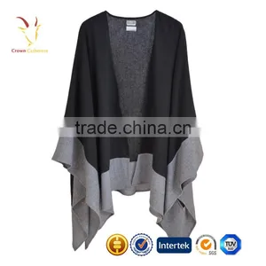 Color Block Knitted Wool Ponchos,Women Wraps Ponchos thumbnail-3