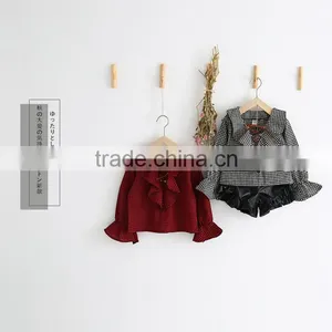 2-7 Years Wholesale 2017 New Fashion Girls Plaid Shirt Full Sleeve Ruffles Autumn Cotton Girls Blouses thumbnail-1