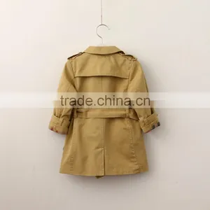 Wholesale Children's Boutique Clothing Autumn New School Style Long Girls Coats Jackets Lapel Flower With Girl Windbreaker thumbnail-3