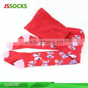 Red Colored Sexy Girls Tights Legging With Vivid Butterfly thumbnail-1