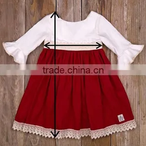 Little Gilrs Christmas Boutique Baby Kids Red Lace Ruffle Christmas Party Dresses thumbnail-4
