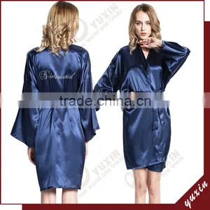 Bridesmaid Robe Kimono Women Robe Gown Bathrobe Silk Satin Robe PL002 thumbnail-3
