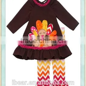 Turkey Thanksgiving Kids Girls Outfits Boutique Clothing Toddler Girl Clothes Boutique Ruffle Icing Pants Conice Baby Clothes thumbnail-1