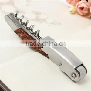 2016 New Arrival Hot Sale Wood Handle Stainless Corkscrew Double Hinge Waiters Wine Bottle Opener thumbnail-1