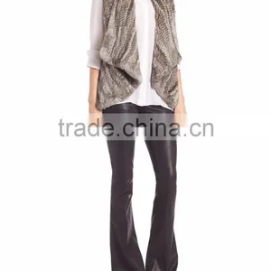 YR582 Special Design Top Quality Think Knit Women Kensie Rabbit Fur Vest Cropped Fur Waistcoat thumbnail-3
