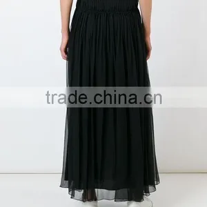 Custom Women 100% Silk Black Pleated Skirts,Fashion Summer Clothes Silk Pleated Skirts For Women thumbnail-5