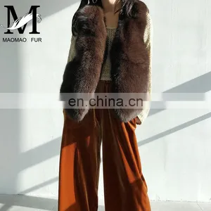 2017 New Jiaxing Winter Warm Fsahion Long Women Fox Fur Vest Real Fox Fur Coat thumbnail-6