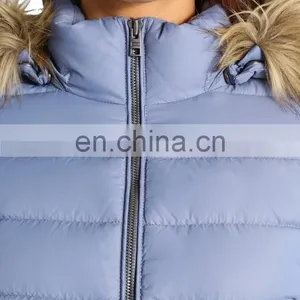 Factory OEM Short Warm Padding Winter Jacket Women With Fur Hood thumbnail-5