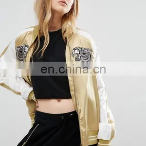 OEM Factory Small Quantity Cheap Price Bomber Jacket Ladies Fashion Clothing Embroidery Jacket thumbnail-2