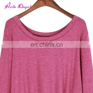 Solid Rose Red Irregular Knot Fashion Ladies Long Sleeve Women Top and Blouses thumbnail-1