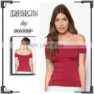 Wholesale Off Shoulder Tunic Tops Fashion Design Red Ladies Blouses & Tops thumbnail-1