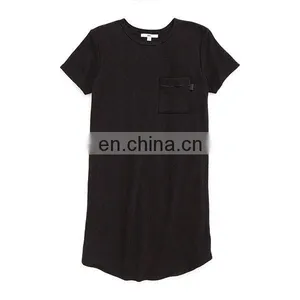 Sweet Black Color Plain T-shirt Dress Crewneck Short Sleeve Casual Women Dresses thumbnail-4