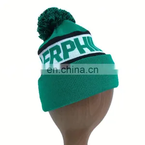 Comfortable Embroidery Black Pom Beanie, Custom Beanie Hat, Knit Beanie thumbnail-3