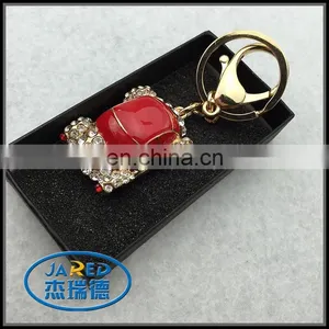 Custom Diamante Red Car Keychain Set Drill Gold Chain Keyring thumbnail-4