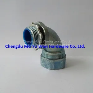 90d Elbow Zinc Alloy Liquid Tight Connector With Sealing Washers and Lock Nut thumbnail-1