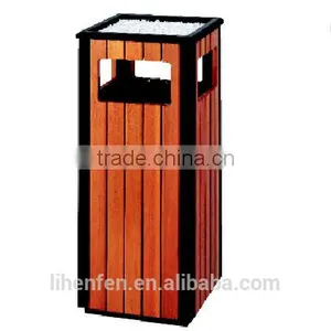 Plastic Wooden Stylish Hot Sale Outdoor Garbage Bin thumbnail-2