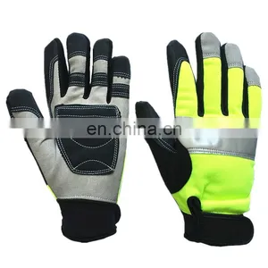 Factory Mechanical Reflective Mechanic Safety Repair Non-Slip Industrial Synthetic Leather Work Gloves thumbnail-1