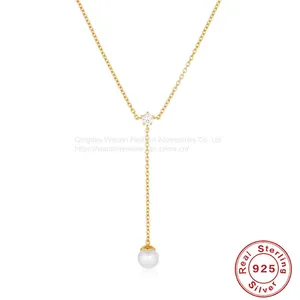 S925 Sterling Silver Long Quality Zircon Collar Chain thumbnail-4