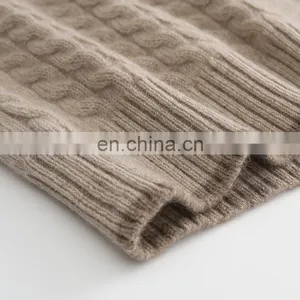 100% Cashmere V-Neck Sweaters Winter Casual Cable Knit and Plain Knit Design Solid Pattern With Button Decoration Front Logo thumbnail-5