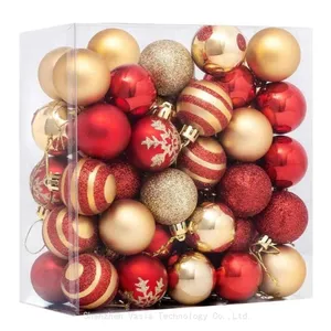 Multi-Size Christmas Balls: 3-15cm Electroplated & Painted Plastic Ornaments – 24-50pcs for Bulk Orders thumbnail-1