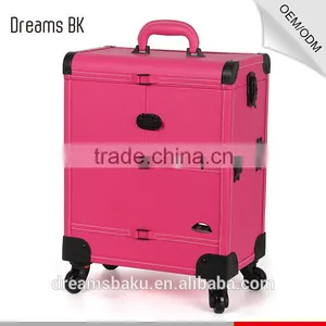 Beauty Design 4 Wheels Functional Portable Rolling Makeup Case With Drawers thumbnail-2