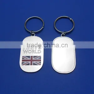 Union Jack British Flag Enagraved Dog Tag Metal Key Ring, It's a Man's World thumbnail-1