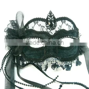 Handmade Black Lace Mask With Flower thumbnail-1