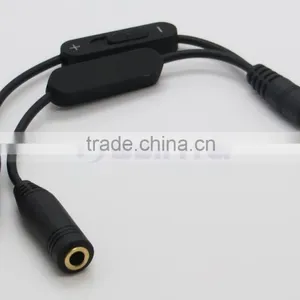 2 Male to Female Y Splitter Cable Extension Audio Cable With Volume Control thumbnail-4