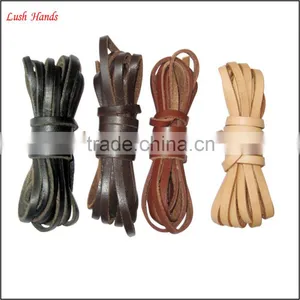 5mm Buff Flat Leather Cord for Shoelace thumbnail-4