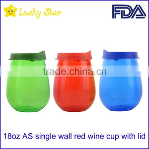 BPA Free 18oz Plastic Single Wall Red Wine Cups With Lid and FDA Standard thumbnail-2