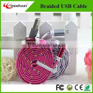1m 2m 3m Micro USB Braided Fabric Nylon Sync Charge Cable,5 Pin Charger Braided Charging Sync Data Micro USB Cable thumbnail-1
