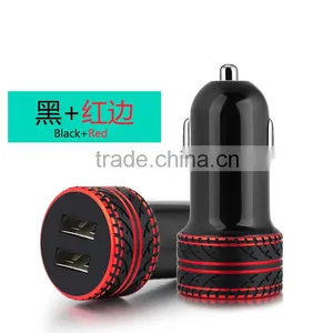 Coteetci 4.8A High Speed Tire Texture Design Aluminum Dual USB Ports Universal Car Charger For Samsung/iPhone/HTC/LG TB-0190 thumbnail-6