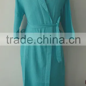 100%cotton Waffle Kimono Collar Adult Bathrobes thumbnail-1