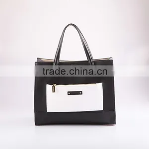 3773 Reversible Trendy Simple Style PU Material Black Big Size Shopping Bag thumbnail-2