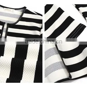 2016 Spring Black And White Strip Women Coat thumbnail-6