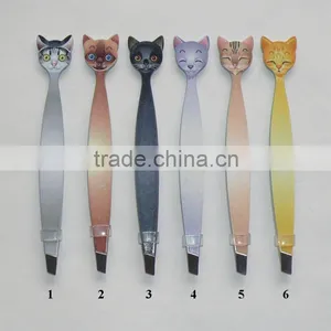 Eyebrow Tweezers With Cat Printing (TW-224) thumbnail-1