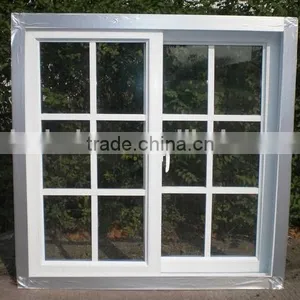White Frame 3 Panes Aluminum Sliding Window With Grill thumbnail-1