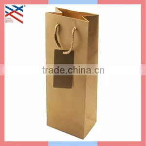 Brown Paper Wine Tote Bag With Tag thumbnail-1